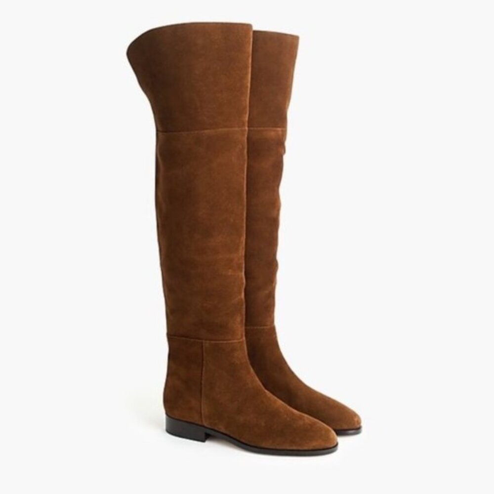 J. Crew Troy Over The Knee Boots Suede K2741 Brown Leather